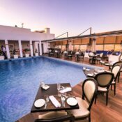 Rooftop pool dining